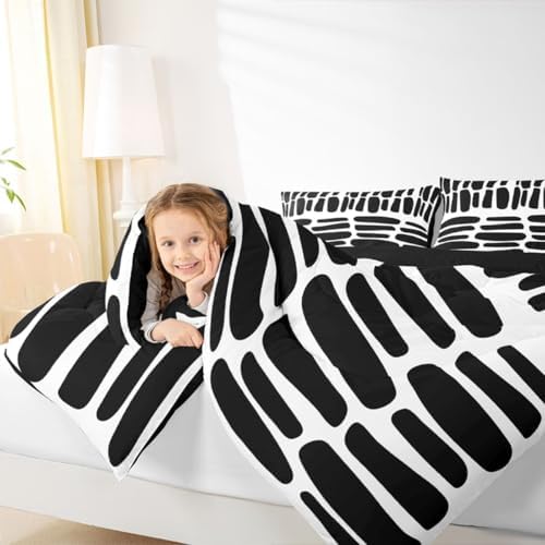 jejeloiu Modern Geometric Comforter Set Boho Bedding Set Queen Size 3 Pcs