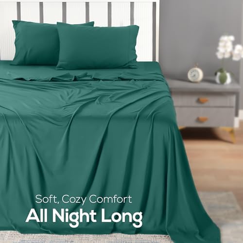 Utopia Bedding Jersey Knit Sheets 4 Piece, Cotton T-Shirt Feel, King, Green