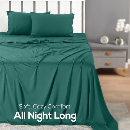 Utopia Bedding Jersey Knit Sheets 4 Piece, Cotton T-Shirt Feel, King, Green