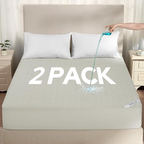 2 Pack Waterproof Mattress Protector King Size, Deep Pocket Fit, Washable