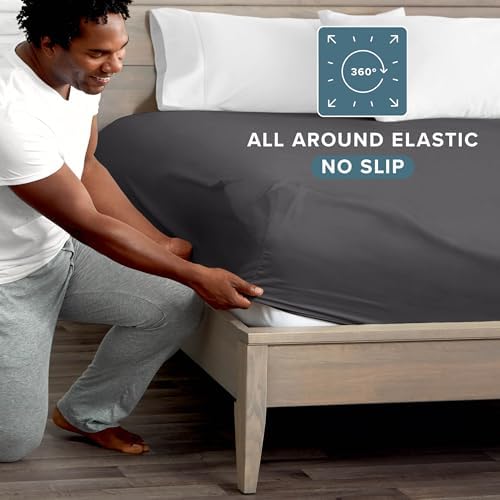 Bare Home Queen Fitted Sheet - 1800 Ultra-Soft (Queen, Forged Iron Grey)
