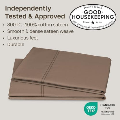 California Design Den 800 Thread Count 2-Pack King Pillow Cases, Mocha