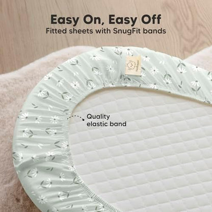 2pk Organic Baby Bassinet Sheets Boys, Girls, Fitted Sheet (Daisies)