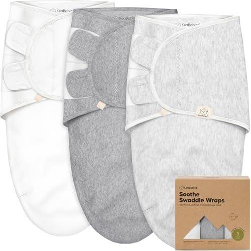 KeaBabies 3-Pack Organic Baby Swaddles for Newborns, Infant, Cloud, 0-3M