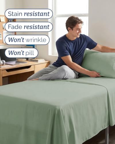 Twin 4 Piece Bed Sheet Set - Soft, Breathable & Cooling Sheets - Eucalyptus