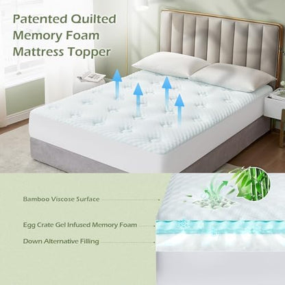 Hansleep RV Short Queen Mattress Topper Memorry Foam, Camping Queen Foam