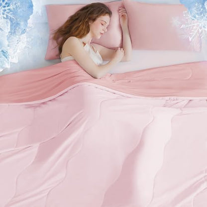 BEAUTEX Cooling Comforter King Size Cool Blanket for Hot Sleepers(Pink)