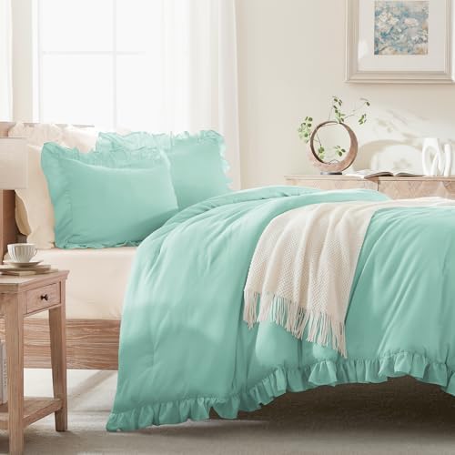 Andency Mint California King Comforter Set, 3 Pieces Shabby Chic Bedding