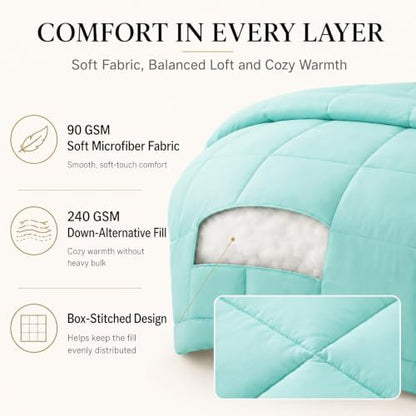 CozyLux Full Size Comforter Sets Spa Blue - 7 Pieces Bed in a Bag