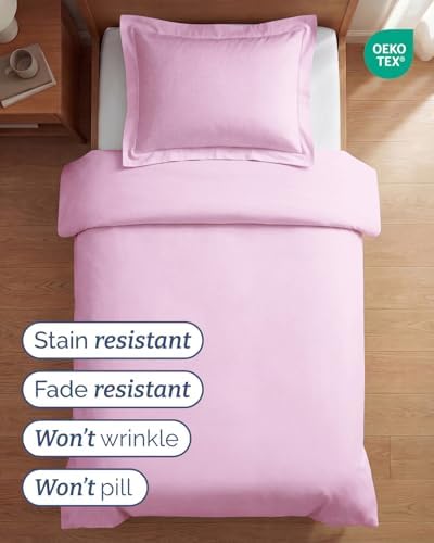 Duvet Cover Twin/Twin XL - 2 Piece Set, College Dorm Room - Light Pink