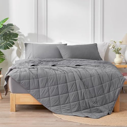 Cozy Bliss Cooling Blanket for Hot Sleepers King Size, Q-Max 0.45 Cooling Comfort, Cold Blankets for Night Sweats Sleeping, Ultra-Cool Lightweight Breathable Blanket for Bed, Glacial Grey