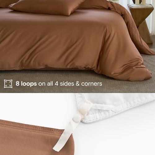 DOZ Duvet Cover Set, 100% Viscose derived from Bamboo, Organically Grown, Buttery Soft, Cooling Duvet Covers, High GSM, 1 Duvet Cover and 1 Pillowcase, 70"x90" (Clay, Twin/Twin XL)