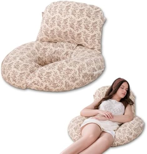 INSEN Wedge Pillow Set for Sleeping and After Surgery, Use for Acid Reflux, Reading and Relaxing, Headboard Pillow for Sitting in Bed, Brown Flower