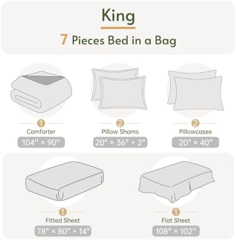 King Comforter Set with Sheets- 7 Pieces Bed in a Bag Blue Bedding Sets