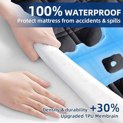 Meelus Twin Mattress Protector Waterproof, Fitted Deep Pocket 8"-21", Black