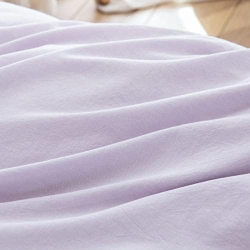 BESTOUCH Cotton Solid Duvet Cover Set Linen Feel Taro Purple Twin