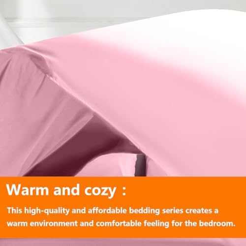 TAIMIT Pink Twin Size Comforter Set - 5 Pieces, Bed in a Bag Bedding Sets with All Season Soft Quilted Warm Fluffy Reversible Comforter,Flat Sheet,Fitted Sheet,1 Pillow Shams,1 Pillowcases
