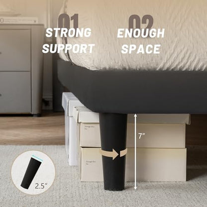 Full Size Platform Bed Frame with Velvet Headboard
