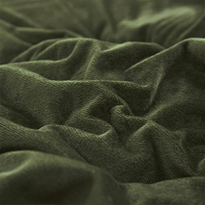 Wellboo Army Green Velvet Comforter Sets Full Solid Olive Fluffy Bedding
