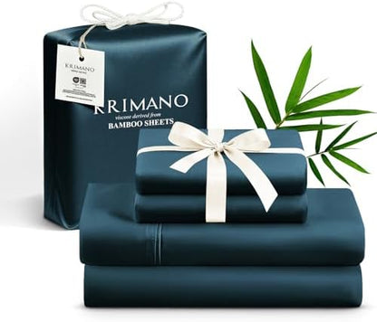 Bamboo Viscose Sheet Set Queen Size, Cooling Sheets Bed Set 4pcs
