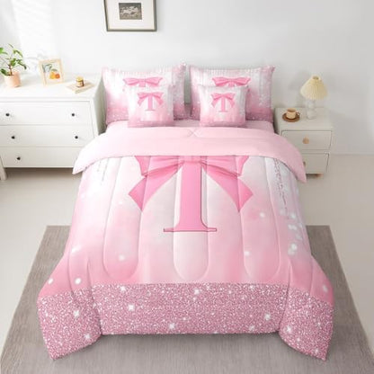 Feelyou Kids Pink Bowknot Comforter Set with Sheets Full Size