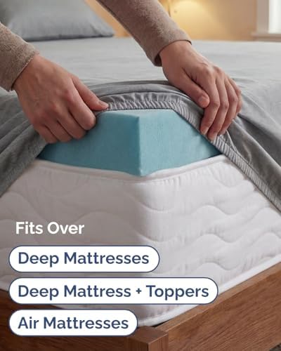 Extra Deep Twin XL Sheet Set - 3 Piece College Dorm Room - Heathered Grey
