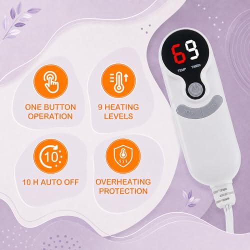 Eydna Electric Heated Blanket Twin Size 62"×84" with 9 Heating Levels & 1-10Hs Auto Off, Heating Blankets Double Sided Plush Sherpa, Energy Efficient, Machine Washable, Gifts for Grandma- Dark Purple