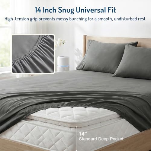 Coolmax® Cooling Sheets for Hot Sleepers, Twin XL Size, Grey
