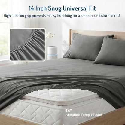 Coolmax® Cooling Sheets for Hot Sleepers, Twin XL Size, Grey
