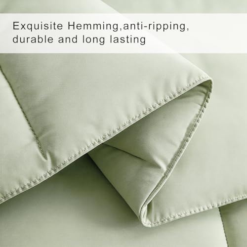 COHOME California King Size Comforter, All-Season Quilted Down Alternative Duvet Insert, Luxury Hotel GentleSoft Comforter with Anti-Clump Tech & 8 Tabs - Reversible - Sage Green 96 x104 inches