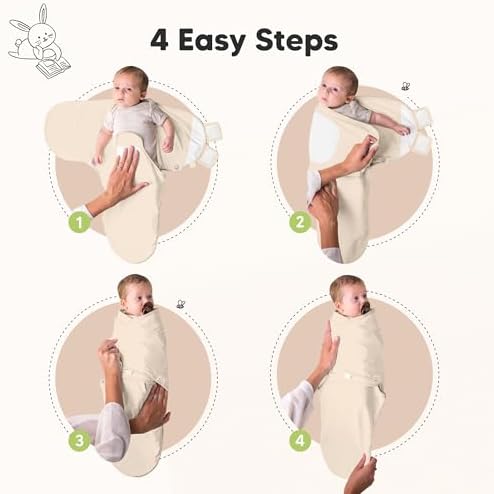 KeaBabies 3-Pack Organic Baby Swaddles for Newborns, Infant, Ecru, 0-3M