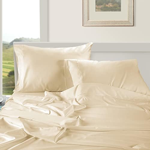 LANE LINEN 100% Egyptian Cotton Bed Sheets Twin XL, Long Staple Soft & Comfy Sateen Weave No Pill Fade Resistant Machine wash Extra Long Twin Sheets for Hospital Bed -Moonstone