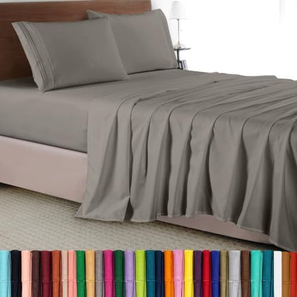 Elegant Comfort Luxury 4-Piece Bed Sheet Set - Luxury Bedding 1500 Thread Count Egyptian Quality, Wrinkle Resistant Cool & Breathable, Easy Elastic Fitted, Twin/Twin XL, Grey