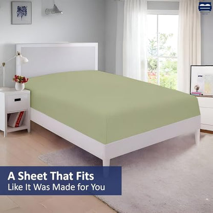 1 Piece King Size Fitted Sheet Only, 15-Inch Deep Mattress, Sage Solid