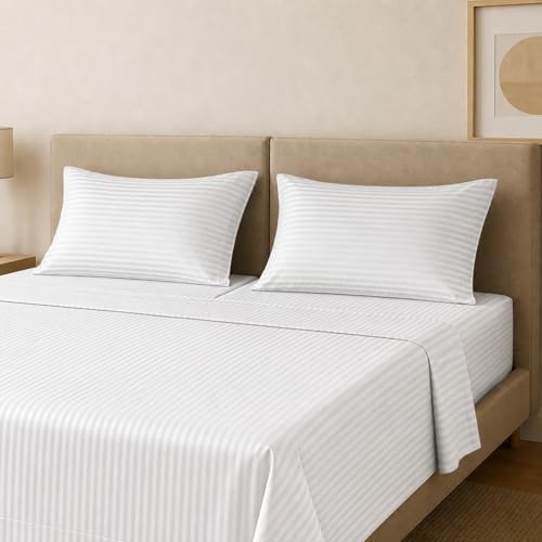 Carressa Linen 600 Series Striped Split King Sheets Sets for Adjustable Bed