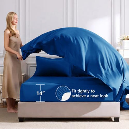 CozyLux Twin XL Comforter Set 68"x88" Classic Blue - 5 Piece Bed in a Bag