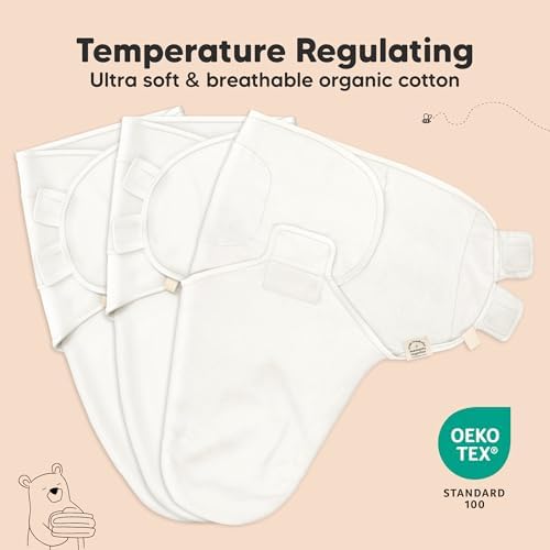KeaBabies 3-Pack Organic Baby Swaddles for Newborns, ABC Land Cloud, 0-3M