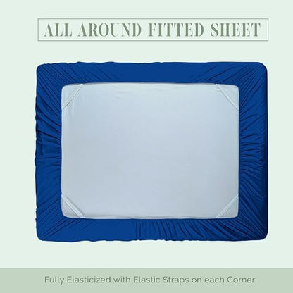 Elegant Comfort 1500 Premium Hotel Quality 18-24 Inches Deep - Extra Deep Pocket Single Fitted Sheet for High Mattress, Luxury and Softest, Smart Pocket - Wrinkle Free, Twin/Twin XL, Royal Blue