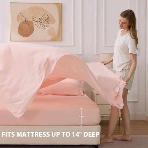 King Size Comforter Set Pink, 7 Pieces Bed in a Bag Bedding Set