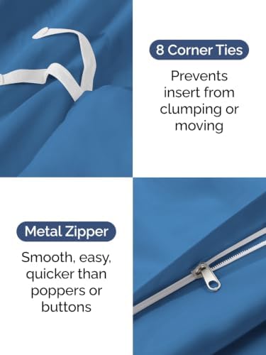 Duvet Cover Cal King Size - 3 Piece with Zipper Closure - Royal Blue
