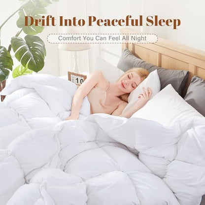Cosybay Feather and Down Fiber Comforter Insert Queen, 100% Cotton Cover