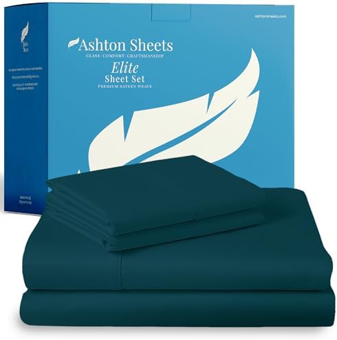 100% Egyptian Cotton Sheets Queen Size Bed Set - 800 Series Elite Collection Egyptian Cotton Sheet Set (4 PC, Teal), Soft, Cooling, 16" Deep Pocket Sateen Luxury Hotel Bedsheet