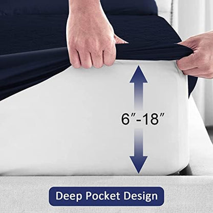 Sufdari Twin Waterproof Mattress Protector, Waterproof Mattress Cover,Breathable & Noiseless Mattress Pad, Waterproof Quilted Fitted Sheet Fits Up to 8-18" Deep Pocket
