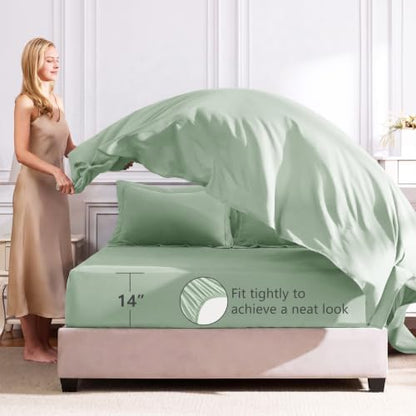 CozyLux King Comforter Set 102"x90" Sage Green - 7 Piece Bed in a Bag