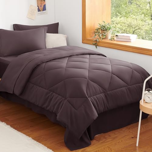 CozyLux Twin XL Comforter Set 68"x88" Cocoa Powder - 5 Piece Bed in a Bag
