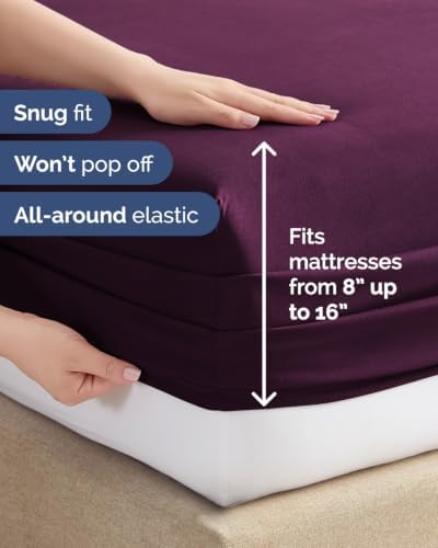 Cal King 6 Piece Bed Sheet Set - Breathable & Cooling Sheets - Deep Purple