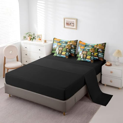 Erosebridal 7 Piece Camping Full Comforter Set for Camper,RV Bunk Bedding Sets with Sheets for Kids Adults,Mountain Forest Bear Bed Set Travel Trailer Decor Patchwork Quilt with Fitted+Flat Sheet
