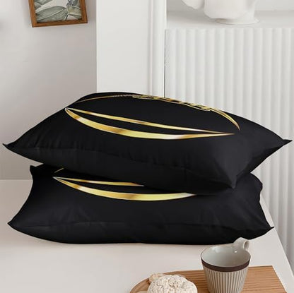 Football Comforter Sets,6 PCS Football Bedding Set for Boys,Kids Comforter Sets for Boys,Full Black and Gold Comforters Sets for Boy,Bed in A Bag with Sheets