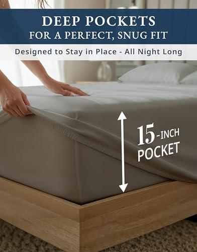 LANE LINEN Sheets Queen Size Bed Set 100% Egyptian Cotton Sateen - Charcoal