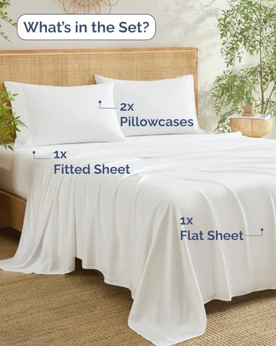 100% Rayon Derived from Bamboo - Bamboo Sheets Queen Size - White